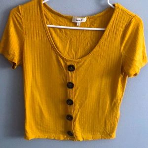 Yellow button crop top